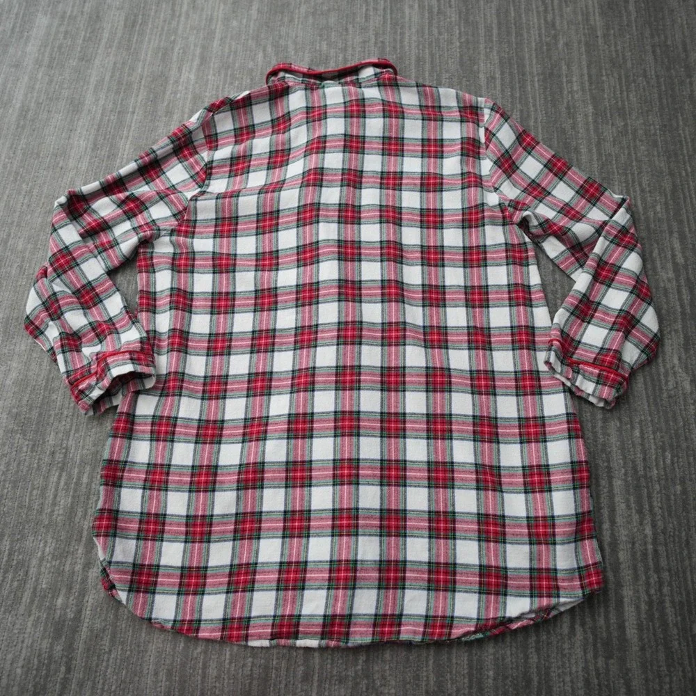Disney Store Shirt Minnie Mouse Women Flannel Pajama Plaid‎ Button Up Red XL - Picture 2 of 11